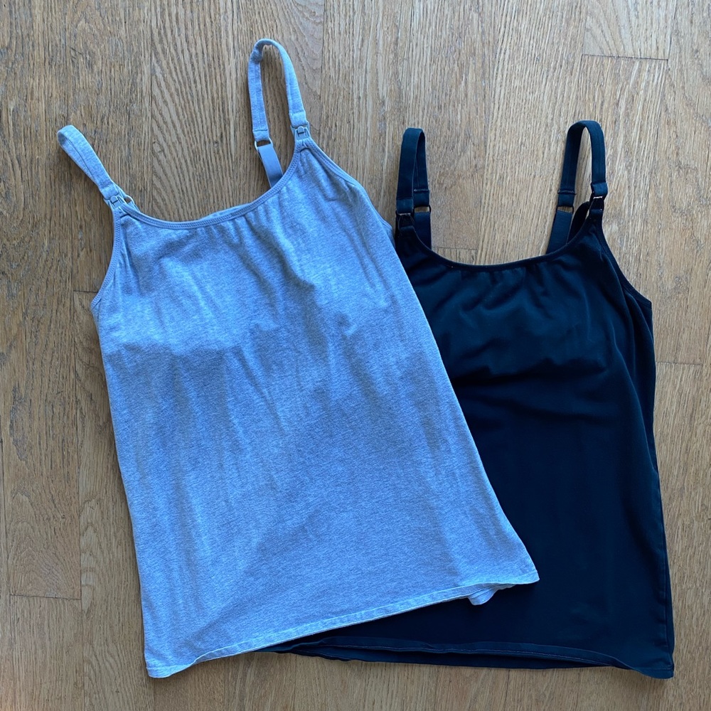 Two Target Nursing Tank Tops - black and gray